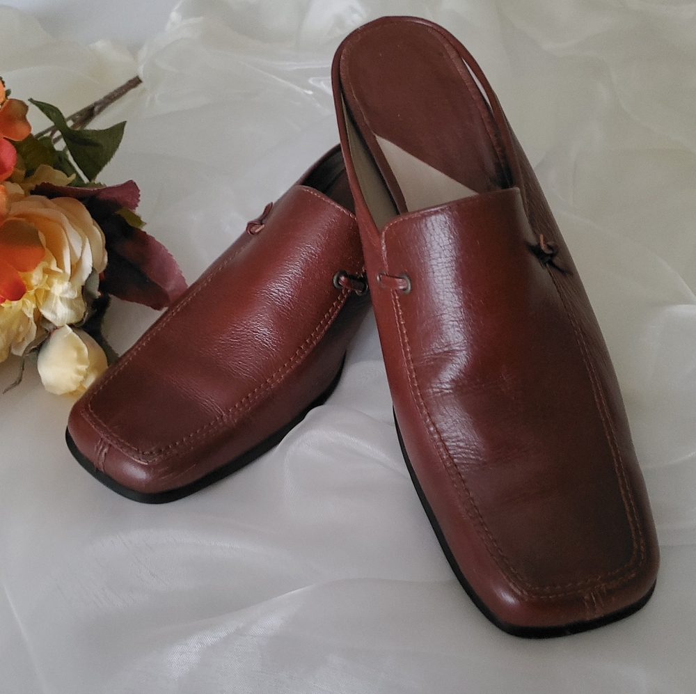 Brown Leather Mules